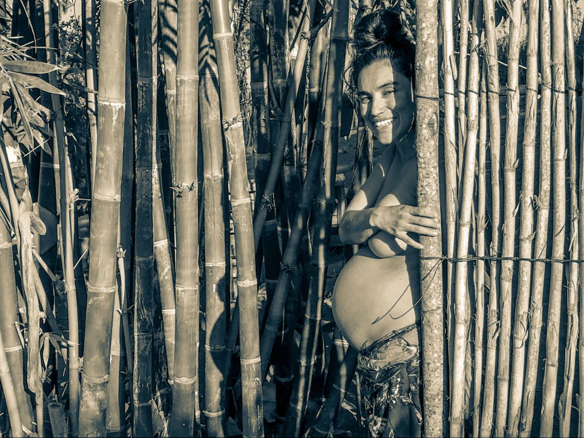 Angie pregnant at 33 weeks in the bamboo
