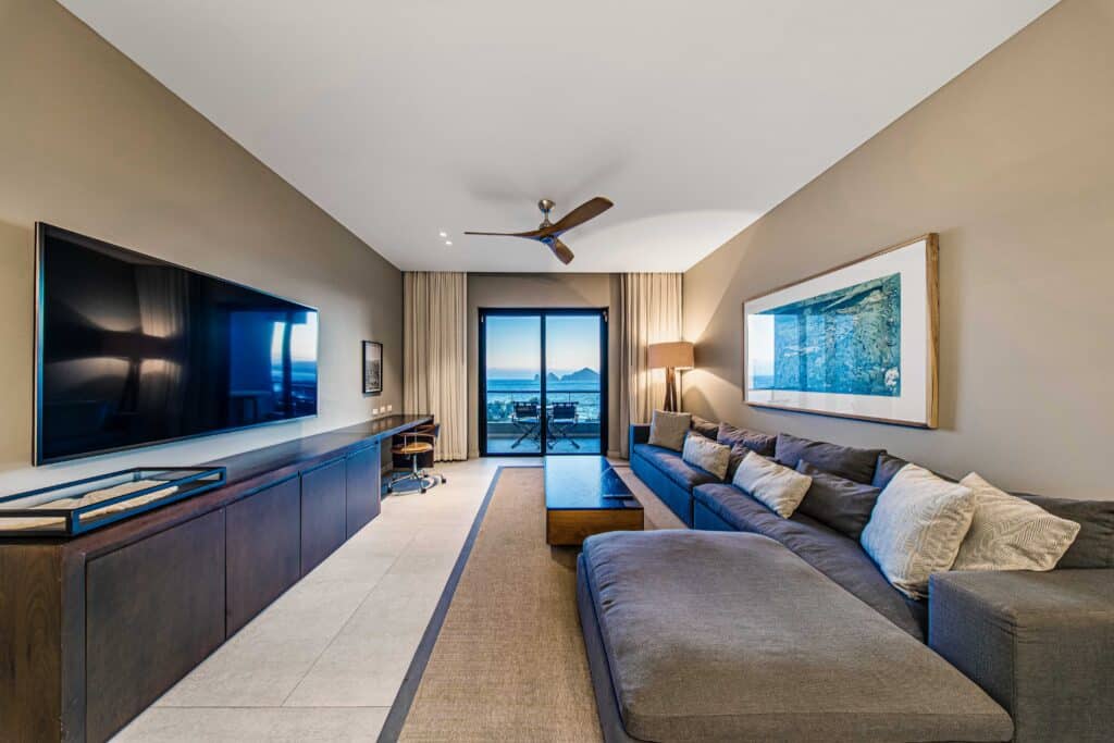 Open-concept living area Cape Residences Cabo San Lucas